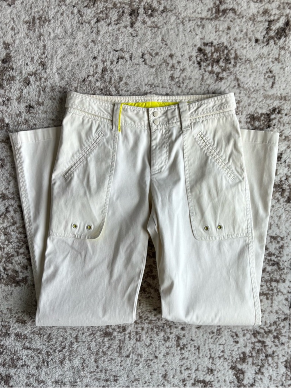 Y2K Armani Exchange Off-White Utility Cargo Pants with Yellow Accent - Picture 9 of 9
